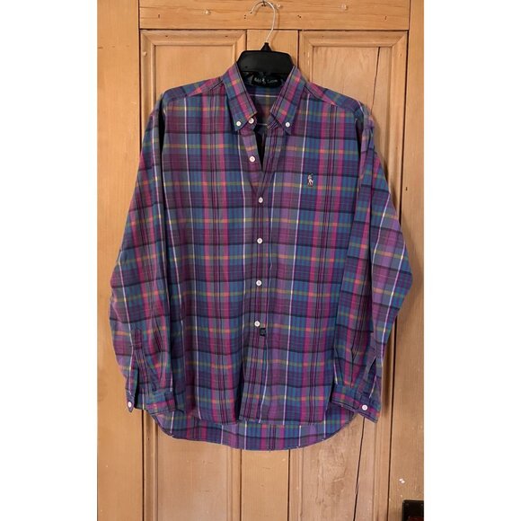 Ralph Lauren Blue Label Other - Ralph Lauren Mens Plaid Multicolor Pony Button Up Shirt Sz. Medium Purple SP EXC